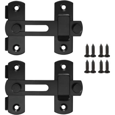 Imagem de Fechadura de porta de celeiro em aço inoxidável preta 2 peças