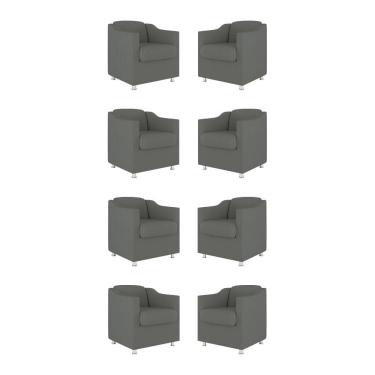 Imagem de Kit 08 Poltronas Tilla Consultório Recepção Sala Suede Cor:cinza