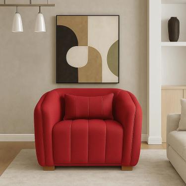 Imagem de Poltrona Decorativa Para Sala Recepção Escritório Lilian Veludo Vermelho Sj Móveis E Decoração