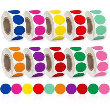 Imagem de 5000 peças de adesivos de pontos coloridos de 9,5 mm etiquetas de codificação de cores circulares, 10 estilos de etiquetas coloridas de codificação com pontos redondos para escritório, sala de aula