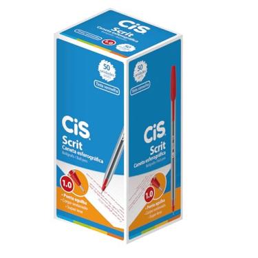 Imagem de Caneta Esferográfica Scrit 1 mm, Cis, Vermelha, Caixa C/ 50 Unidades