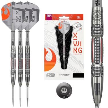 Imagem de Target Darts Star Wars X-Wing 90% dardos de ponta de aço de tungstênio, 24G | Silver GRD Swiss Points, Pro Grip Shafts, X-Wing No.6 Pro Ultra Flights & Swiss Point Tool