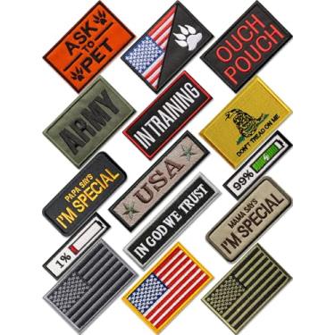 Imagem de Patch de moral tático engraçado bordado completo com gancho e laço adesivos para bonés, mochilas, colete de cachorro, arreio de uniformes militares, etc. Conjunto de 15 peças