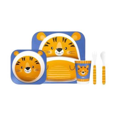 Imagem de Kit Refeicao Infantil Bambu Tigrinho Azul e Laranja Buba 13209