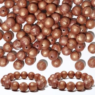 Imagem de 120 contas de silicone Richbunnys de 15 mm para fazer canetas e chaveiros, contas grandes para fabricação de colares e pulseiras, conjunto de contas de borracha sortidas (cobre perolado)