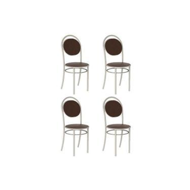 Imagem de Kit 4 Cadeiras Sala Jantar 190 Aço 4 Uni Prata-courano Cacau - Carraro