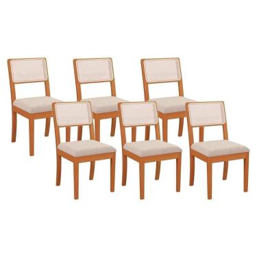 Imagem de Kit 6 Cadeiras Sala Jantar Lola 6 Un Carvalho Bouclê Bege Tela Bege