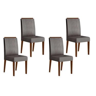 Imagem de Kit 4 Cadeiras Sala Jantar Lia 4 Un Freijó Suede Lunar