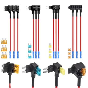 Imagem de Pacote com 12 4 tipos 12 V adaptador de torneira fusível para carro, mini micro2 padrão e torneiras de baixo perfil para carros, caminhões, barcos