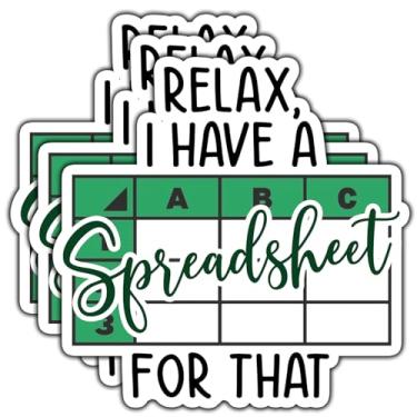 Imagem de (3 peças) Adesivo Relax I Have A Spreadsheet for That Funny Office Quote Accountant Accounting Decalques de vinil à prova d'água para livros, laptops, telefone, garrafas de água, copo Kindle de 7,6 cm