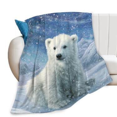 Imagem de Cobertor de urso polar flanela ursos animais cobertor ultra macio aconchegante decoração cobertores presentes para crianças meninos meninas sofá cama 127 cm x 101 cm