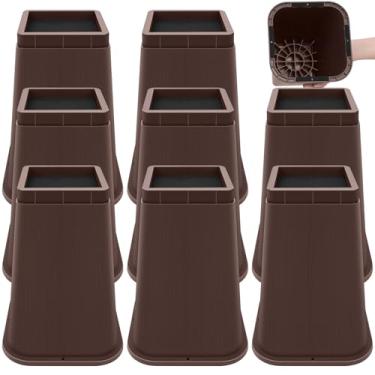 Imagem de MCXYEM Elevadores de cama resistentes, elevadores ajustáveis para móveis de 20 cm, suportes de elevação antiderrapantes para camas/sofás/sofás, design quadrado durável com espaço de armazenamento