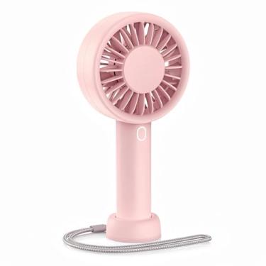 Imagem de Mizong Ventilador portátil portátil, ventilador pessoal USB recarregável, operado por bateria 10H, tempo de resfriamento, mini design pequeno com base para desktop/viagem/ao ar livre/férias/concertos
