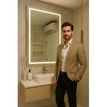 Imagem de Espelho 50x100 vertical ou 100x50 horizontal iluminado LED 3 cores fri