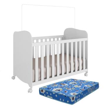 Imagem de Berço Americano Uli Branco Brilho Com Colchão Baby Physical - Móveis Peroba