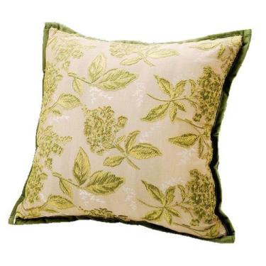 Imagem de Capa de travesseiro em tela verde bordada botânica 45x45cm - yiweisai