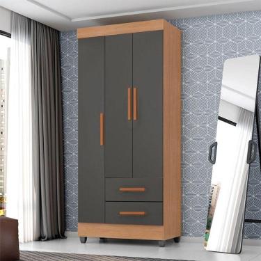 Imagem de Guarda Roupa Solteiro Ambiente Lite 3 Portas Nature Cinza - Móveis Leão