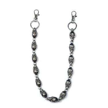 Imagem de SORGERLY Carteira de caveira para homens, corrente de bolso com cinto de jeans punk, chaveiro - bolsa gótica de Halloween para mulheres, Preto, M