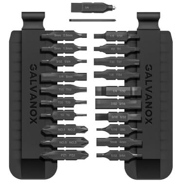 Imagem de Galvanox Kit de brocas planas projetado para multiferramentas Leatherman [59-HRC Steel] O conjunto inclui 21 brocas de dupla face mais broca de disjuntor de vidro de carboneto
