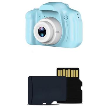 Imagem de Mini Câmera Infantil Mini Recarregável Com Capa Video Jogos Fotos, Suporta Capaz De Tirar Da Vida real (Azul-N+8G)