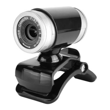 Imagem de Webcam USB com microfone, câmera de PC HD com clipe giratório de 360 graus, correção automática de cor de 12 megapixels para PC laptop (preto + prata)