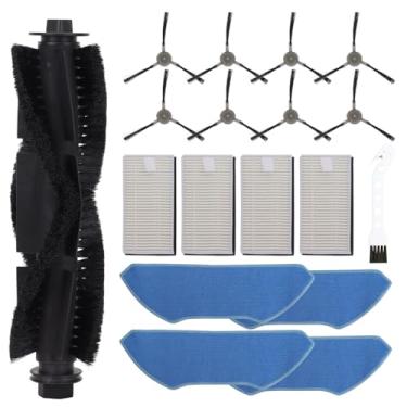 Imagem de Pacote com 18 acessórios de reposição compatíveis com aspirador de pó robô Lefant M2 Pro/M2S Pro, 1 escova de rolo, 8 escovas laterais, 4 filtros, 4 esfregões, 1 kit de acessórios de fixação de escova