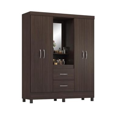 Imagem de Guarda-Roupa Solteiro Embers 4 Portas 2 Gavetas Café