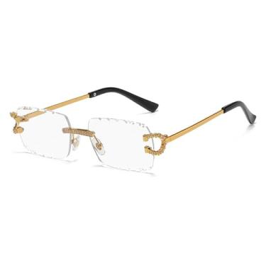 Imagem de Óculos de Sol UV400 - Sem Armação, Metal, Degradê, para Homens e Mulheres, Esportivos, ao Ar Livre, Corrida, Ciclismo, Dourado