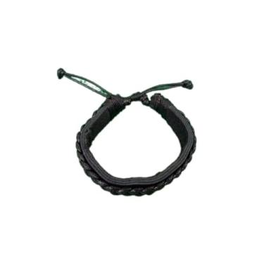 Imagem de Pulseira Couro com trança, Artesanal (Preto)