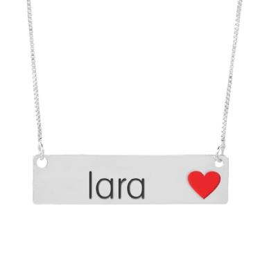 Imagem de Colar Semijoia Nome Personalizado Coração Resinado Iara Banhado em Prata 1000-999001851