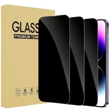 Imagem de Protetor de tela de privacidade para iPhone 14 Plus e iPhone 13 Pro Max, pacote com 3, película de vidro temperado antiespião com kit fácil de instalar, 6,7 polegadas