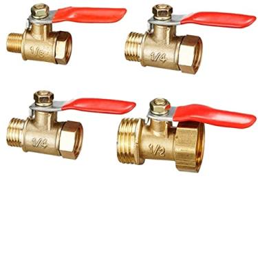 Imagem de FLKPIEGRH Válvula de esfera pequena de latão 1/8 pol; 1/4 #39; #39; 3/8#39; #39; 1/2#39; #39; conector de válvula de latão fêmea/macho junta junta adaptador de acoplador de encaixe de tubo de cobre 1