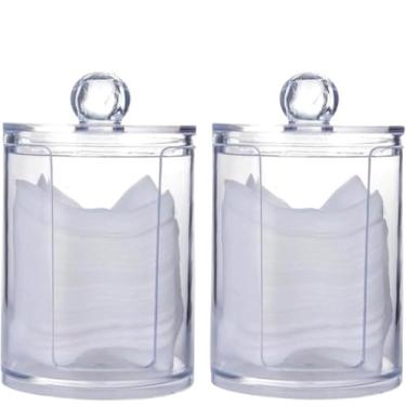 Imagem de Kit 2 Porta Organizador de Algodão e Cotonete Acrílico Redondo com Tampa Transparente, Multiuso para Banheiro e Maquiagem