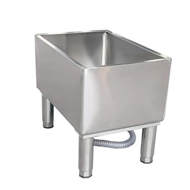 Imagem de CFMAIF Bacia de serviço de esfregão de aço inoxidável, pias de lavanderia doméstica/comercial, pia de esfregão de montagem no chão, pia de preparação utilitária (120 cm/47,2 pol.)