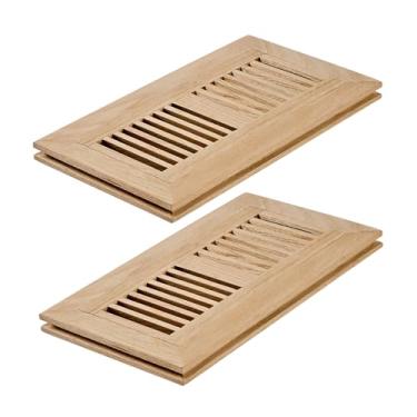 Imagem de Razo Pacote com 2 peças de registro de piso de madeira de carvalho branco, ventilação de montagem embutida com amortecedor, 10 x 25 cm (abertura do duto), espessura de 3/4 polegadas, inacabado