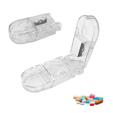 Imagem de Kit 2 Cortadores de Comprimidos 2em1 Premium Resistente Lâmina Afiada Corta e Armazena Porta Remédio, Cápsulas, Comprimidos, Lâmina em Aço Inoxidável