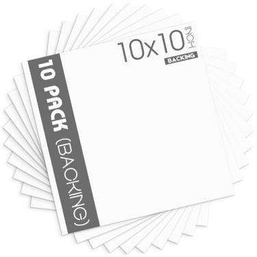 Imagem de Tapete central, pacote com 10 quadros brancos de 25 x 25 cm, suporte de papelão para molduras, impressões, artes, fotos e muito mais