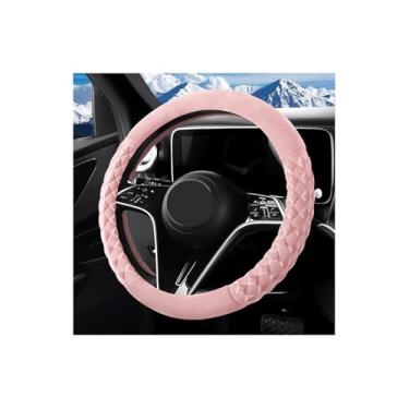 Imagem de FALVFUN Capa de volante de carro, protetor de volante de veículo antiderrapante com anel interno, acessórios internos automotivos resistentes a arranhões, ajuste universal (rosa)