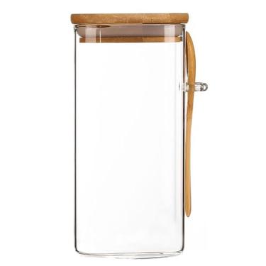 Imagem de Pote Hermético de Vidro com Tampa de Bambu e Colher 1300ml