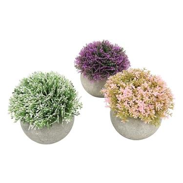 Imagem de Pssopp 3pcs Mini Plantas Artificiais Em Vaso, Planta Verde Falsa de Plástico Com Pote de Polpa Redondo, para Decoração de Casa, Mesa de Escritório