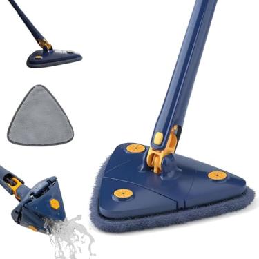 Imagem de Mop de Limpeza Giratório 360° Triangular, Microfibra, 109cm, com Refil Lavável, para Cantos e Rodapés