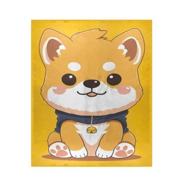 Imagem de ATTX Cobertor fofo de microfibra de veludo com estampa de cachorro Kawaii - Cobertor de cama leve ultra macio para sofá, cama, 127 x 152 cm #485