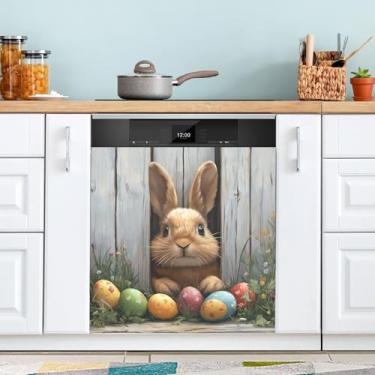 Imagem de ATTX Capa magnética para lava-louças coelhinho fofo da Páscoa, 58,4 cm C x 66 cm A, decoração da capa da máquina de lavar louça, decalques de armário doméstico e eletrodomésticos adesivos #22