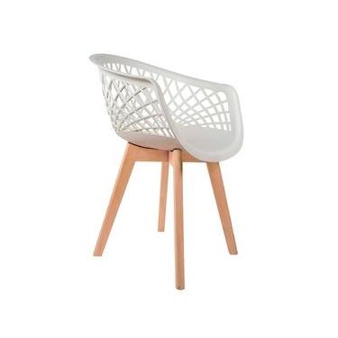 Imagem de Cadeira De Jantar Cozinha Moderna Web Wood Com Base Madeira Branca