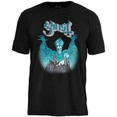 Imagem de Camiseta Banda Rock Ghost Stamp Unissex em Algodão-Unissex