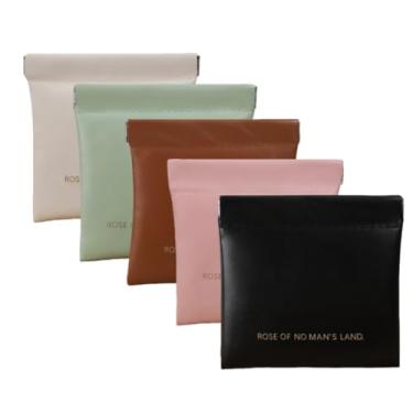 Imagem de 1 bolsa de armazenamento portátil multiuso com clipe de metal de fechamento automático para acessórios 3C e itens de beleza (batom, cosméticos) - Travel & Dai, branca