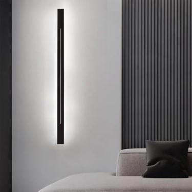 Imagem de GZZBMY LED apliques de parede modernos minimalistas longas candeeiros de parede metal acrílico interior iluminação para quarto cabeceira sala de estar escadas corredor (luz branca preta, 150 cm)