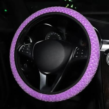 Imagem de Knonip Capa de volante de pelúcia com pontos macios de 38 cm, antiderrapante, confortável, ajuste universal para a maioria dos carros, caminhões, veículos SUV (roxo)