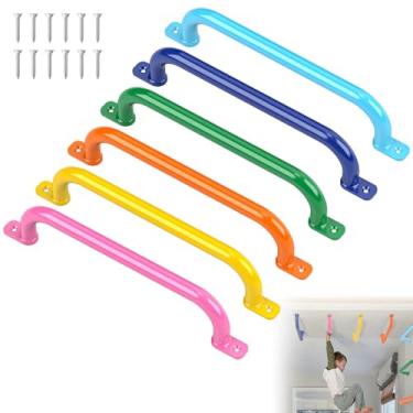 Imagem de Puxadores de 43 cm para playground barras de macaco de metal para ambientes internos e externos, conjunto de acessórios para brinquedo, casa da árvore, academia na selva, estrutura de escalada (pacote