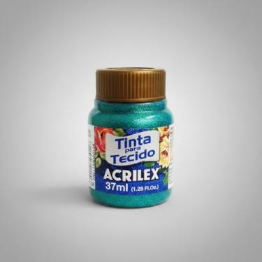 Imagem de Tinta para Tecido Glitter Acrilex 37ml Verde Esmeralda 213 | Brilho Intenso, Alta Fixação, Secagem Rápida e Resistência Superior às Lavagens
